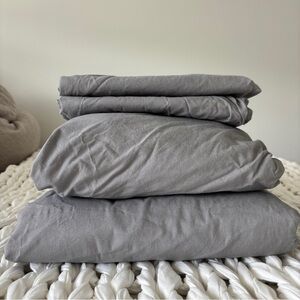 Red Land Cotton Full Sheet Set in Gray